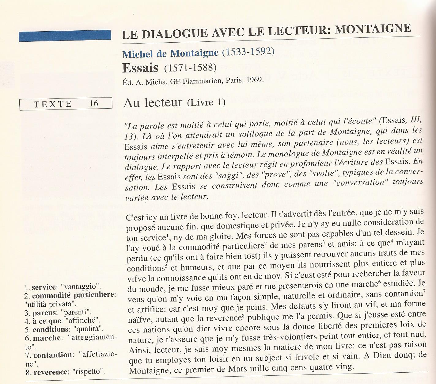 Pour Qui Montaigne Dit Il Ecrire Ses Essais LE04011LE2019: Montaigne, Essais I, "Au lecteur"